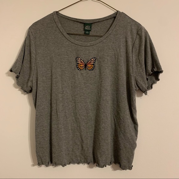 Butterfly Patch Ruffle Hem Baby Tee - Picture 1 of 3